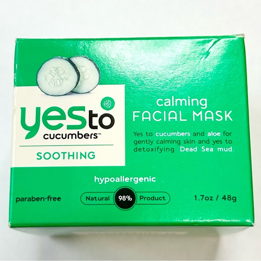 Yes To Cucumbers Soothing Calming Facial Mask w/Detoxifying Dead Sea Mud 1.7oz